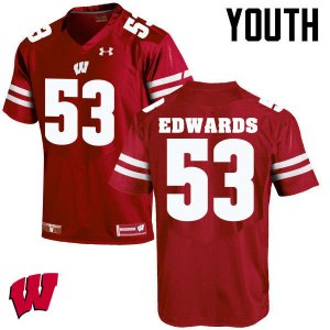 Youth Wisconsin Badgers NCAA #53 T.J. Edwards Red Authentic Under Armour Stitched College Football Jersey KU31E00BO